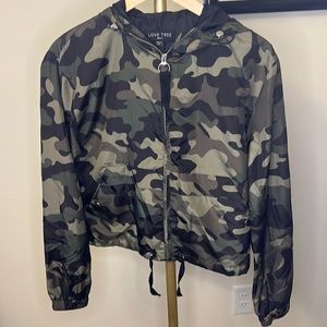 #032 Preloved!! Love tree Camo rain jacket size small